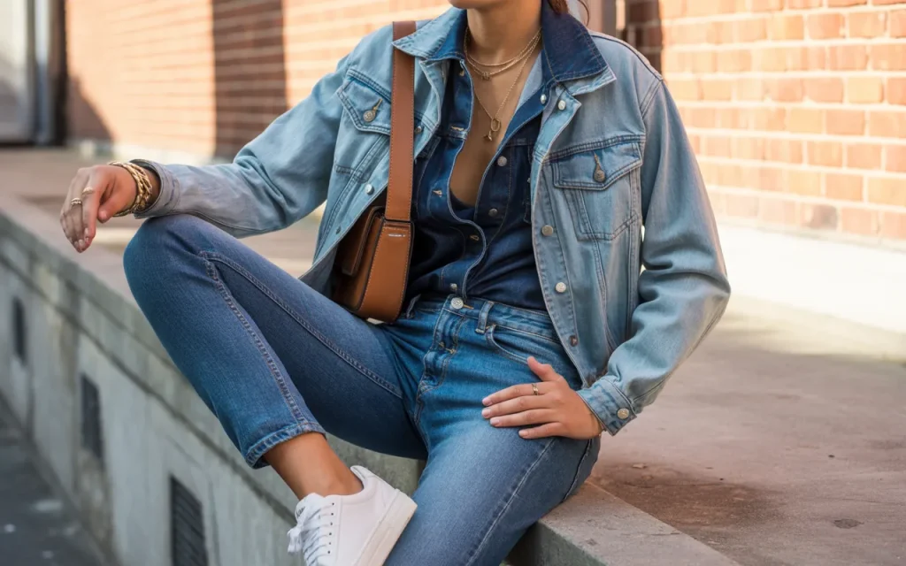 double denim outfits
